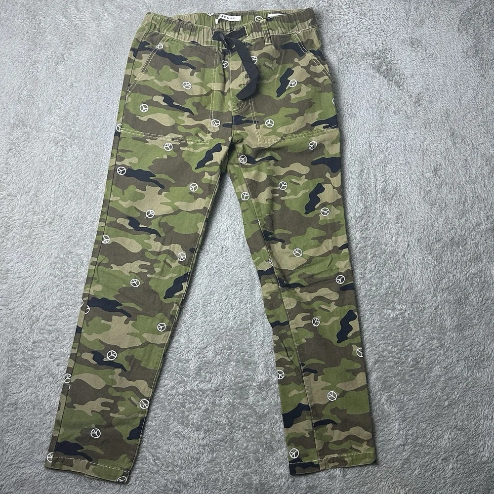 PacSun Men's Carpenter Camo Pants Peace Sign Embroidery Y2K Streetwear Skater‎ S